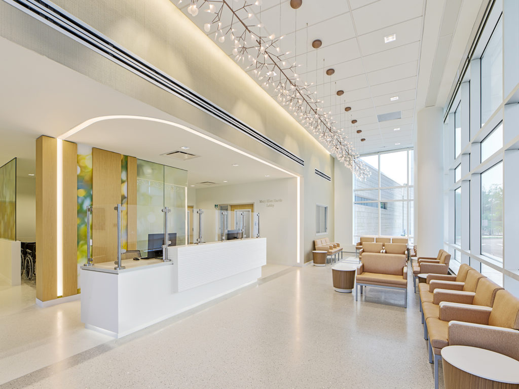brightly lit lobby and waiting area at Bayshore emergency