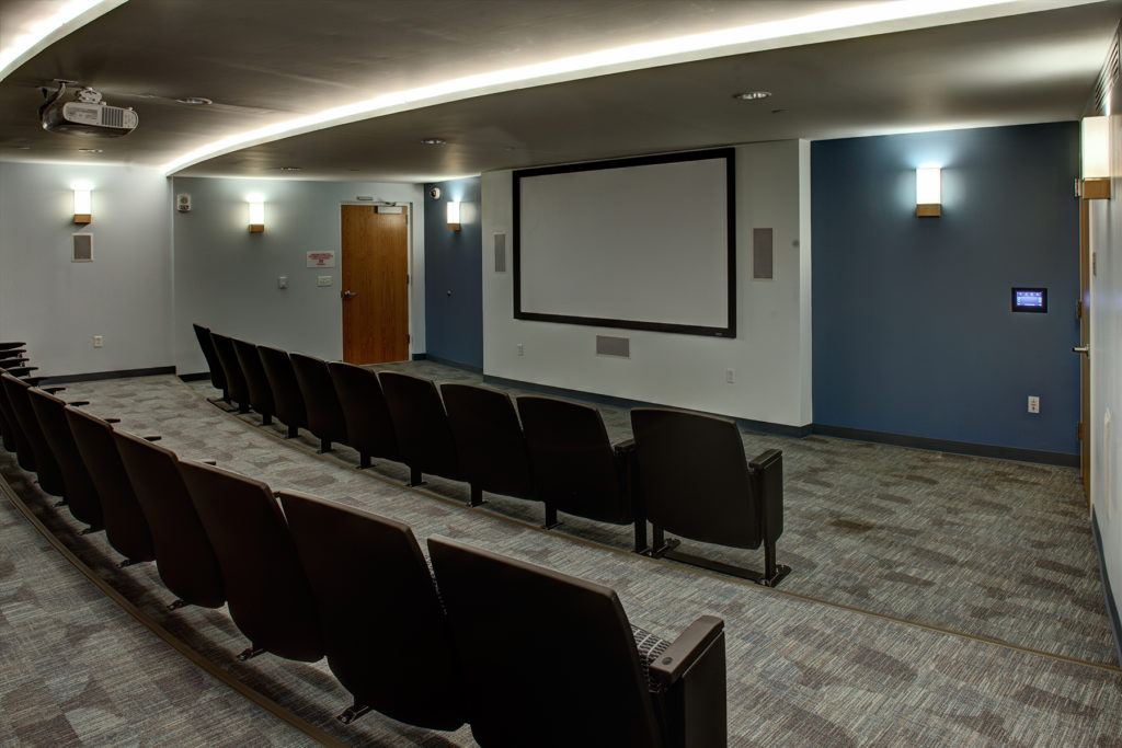 36 seat theater in the Franklin Residence Hall at Bloomfield College
