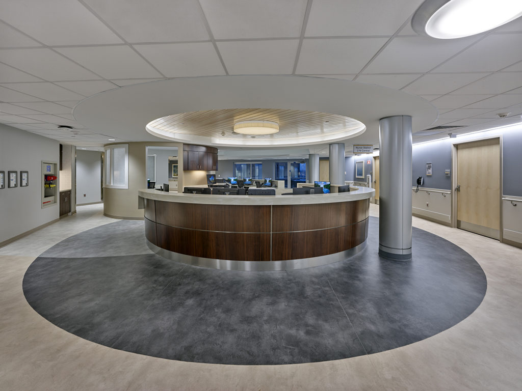 interior renovation - nursing station at Riverview Medical Center