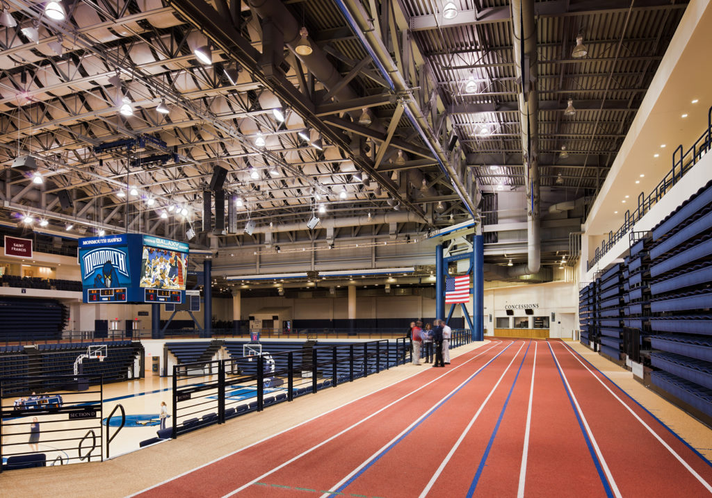 indoor track with jumping pits at the OceanFirst Bank Center at Monmouth