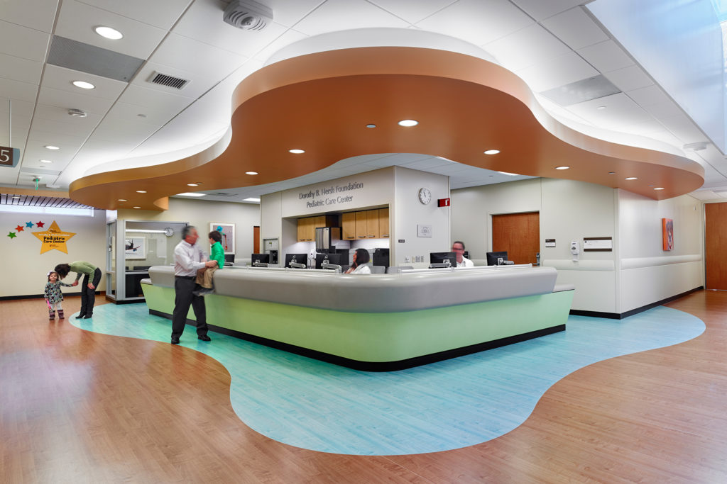 dedicated, brightly-colored pediatric section of the emergency department