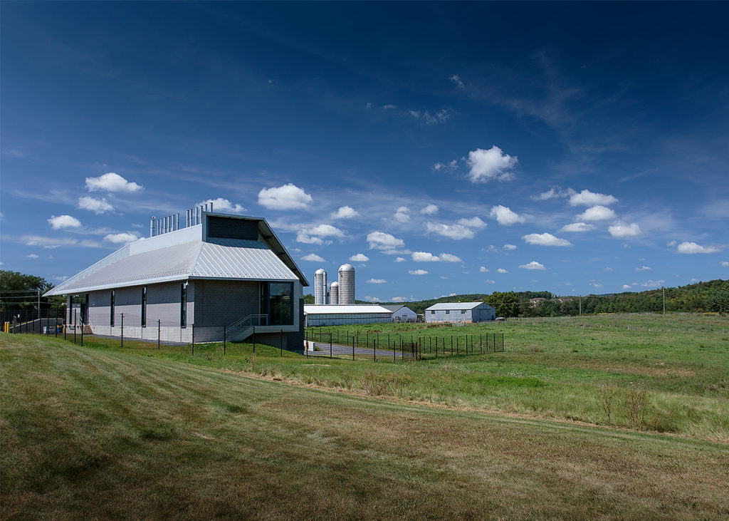 bucolic landscape and exterior of Pell Laboratory for Advanced Biological Studies at Penn State