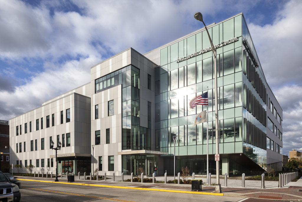 Joint Health Sciences Center exterior, the newest element of Camden’s ‘Eds and Meds’ corridor