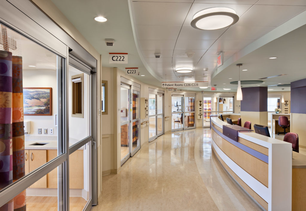 patient rooms and nurses station at the critical care building at saint joseph's in paterson
