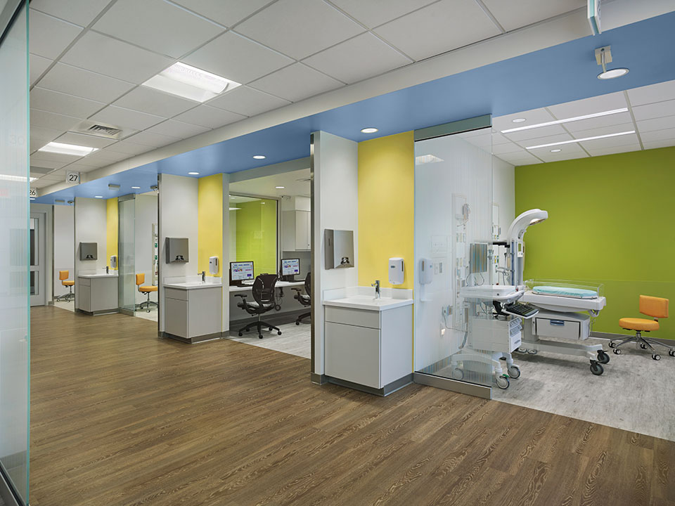 patient rooms and nurses stations at St. Christopher’s Hospital for Children