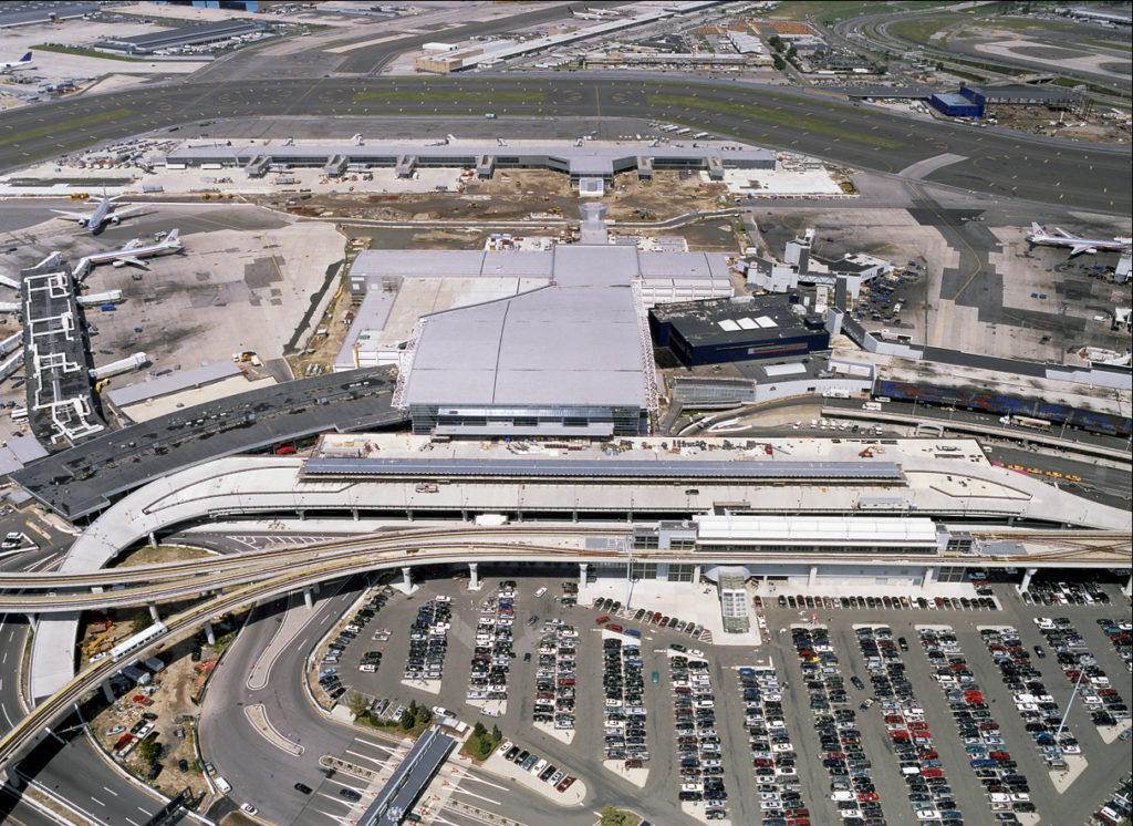 Aerial of American Airlines Terminal expansion and upgrade at JFK Airport