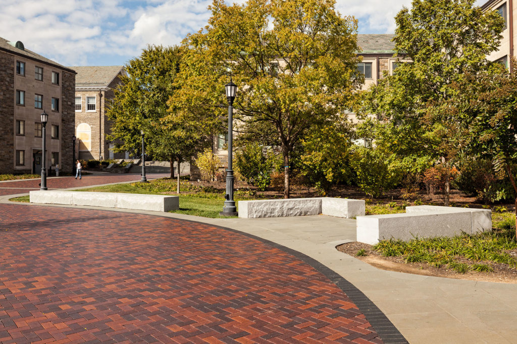 campus grounds and pedestrian walkway at Villanova University